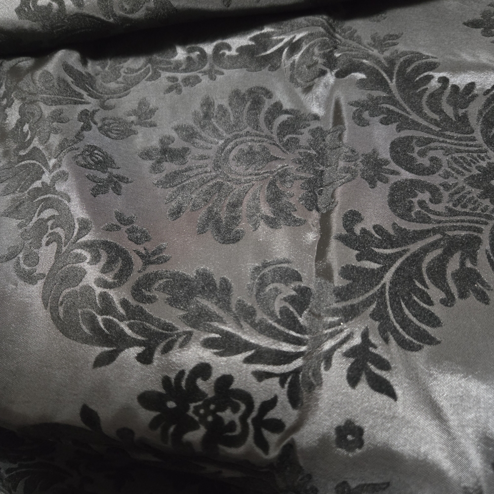 Velvet Embissed Black Damask Fabric - Picture 2 of 2